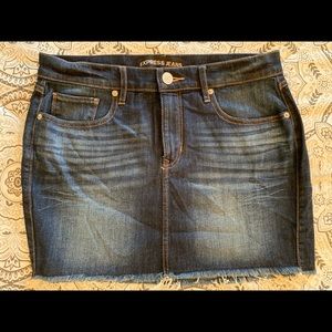 Mid Rise Medium Wash Denim Mini Skirt